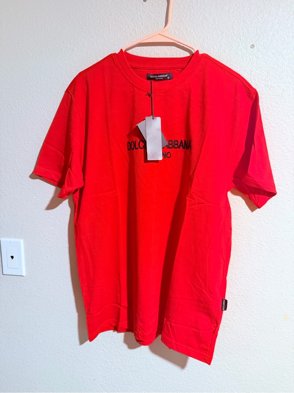 Dolce & Gabbana Red Short Sleeve Logo Tee
